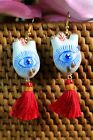 Earrings Anatomical Heart with Eye & Tears Handmade Polymer Clay Mexico Folk Art