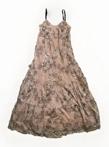 Anthropologie Sequined Tulle Maeve Midi Tank Dress in Neutral Size Small - Picture 1 of 11