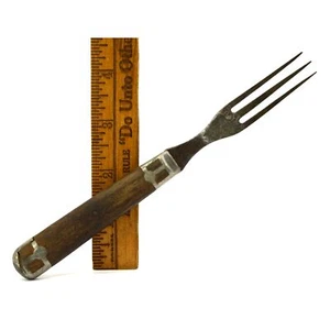Antike Gabel aus der Bürgerkriegszeit Holz & Stahl 3-ZINKEN/ZINKEN Markenlos PRIMITIVES UTENSIL - Bild 1 von 12