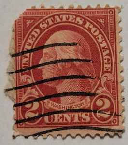 Franqueo de EE. UU. ~ George Washington ~ 2¢ sello rojo ~ usado/cancelado ~ década de 1900 - Imagen 1 de 6