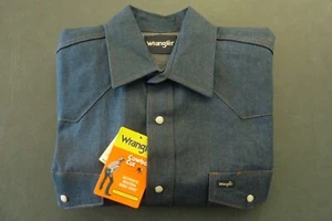 Wrangler Men's Large Cowboy Cut LS Shirt Blue - Picture 1 of 5
