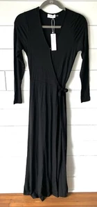 NWT Buttery Soft Black Wrap Maxi Dress Swimsuit Coverup, Beachy, classic coastal - Picture 1 of 4