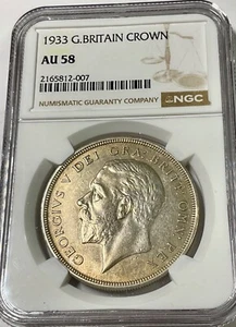 1933 Great Britain GEORGE V Wreath Crown nice NGC graded AU58 totally original - Picture 1 of 2
