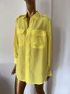 RALPH LAUREN POLO SILK YELLOW SHIRT, YELLOW SUMMER LONG SLEEVE LADIES SHIRT, S - Picture 1 of 11