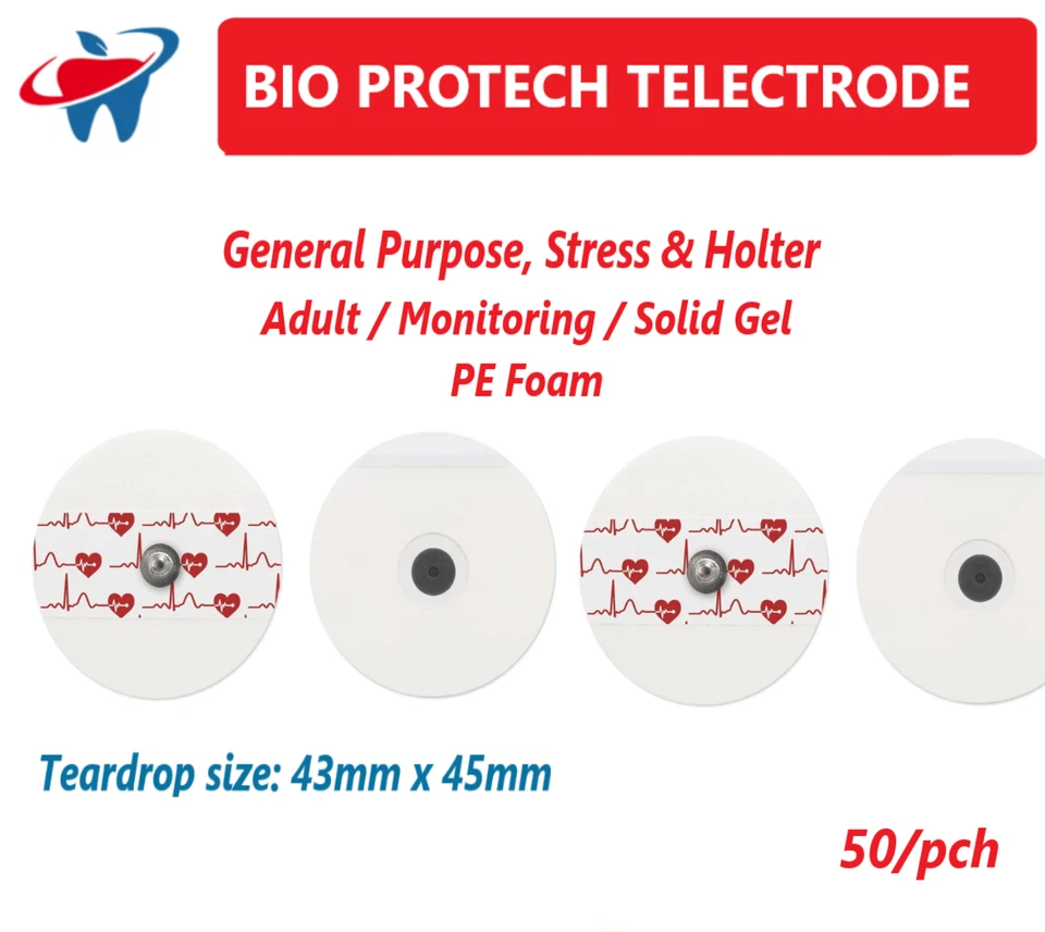 心电图电极,PE 泡沫,成人,椭圆形,43 x 45,应力和孔,50/pch — 第 1/1 张图片