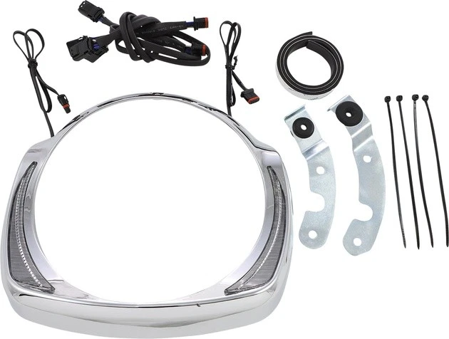 Bisel de faro LED CIRO Fang con señales de giro cromadas 45205 Harley Foto 1 de 1