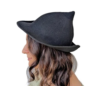 Kurzer Salem Hexenhut - Bügelkrempe - tiefschwarz - Bild 1 von 4