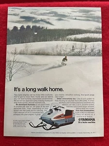 Vintage 1970 Print Ad Yamaha Snowmobile SL 292 It’s A Long Walk Home Ad - Picture 1 of 7