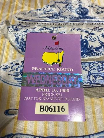 1996 Masters Wednesday Practice Round Ticket - Nick Faldo Wins Cover