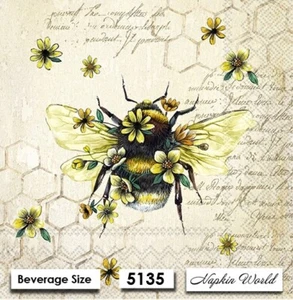 (5135) ZWEI Papierservietten GETRÄNK / COCKTAIL Decoupage Kunst Handwerk - QUEEN BEE - Bild 1 von 3