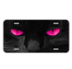 Custom Personalized License Plate Car Auto Tag Design With Cat Pink Eyes - Picture 1 of 1
