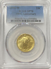 2016-W Gold Standing Liberty Quarter. PCGS SP70 100th Anniversary Blue Label