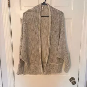Free People Herringbone Knit Open Front Cardigan Sweater Cozy Oversized - Picture 1 of 5