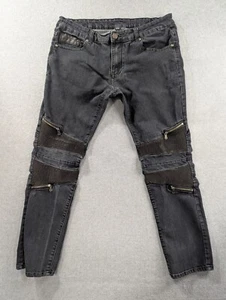 XRay Jeans Mens Size 32x32 Black Moto Straight Leg Zipper Textured Padding - Picture 1 of 13