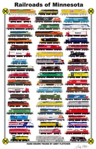 Railroads of Minnesota 11"x17" Railroad Poster by Andy Fletcher signed - Picture 1 of 1