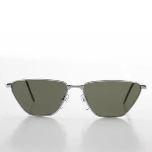 Unisex Square Silver Steampunk Vintage Sunglass Green Lens - Grover - Picture 1 of 4