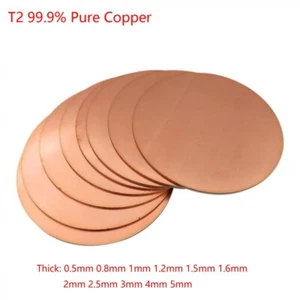 Pure Copper Sheet Solid Copper Round Plate Metal Round Disc Electrical Repairs - Picture 1 of 8