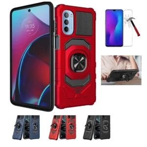 For Motorola Moto G Stylus 4G 2022, Ring Stand Case Cover + Tempered Glass - Photo 1 sur 20
