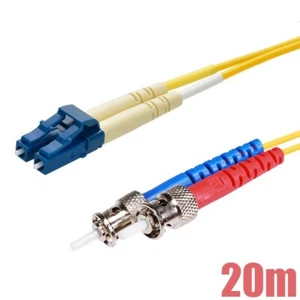 Câble fibre optique duplex 20M LC vers ST UL monomode 9/125 OFNR jaune - Photo 1/3