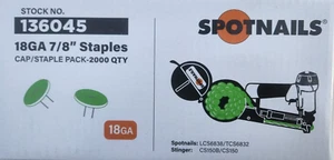SpotNails 18Ga 3/8" X 7/8" Cap and STAPLE PAC 136045 2,000/box - Picture 1 of 2