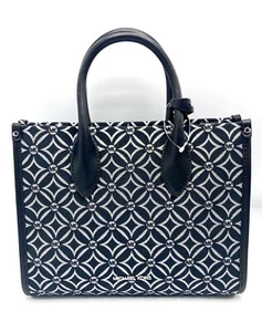 Michael Kors Mirella Medium Tote Shopper Crossbody MK Signature Logo Bag Black - Picture 1 of 6