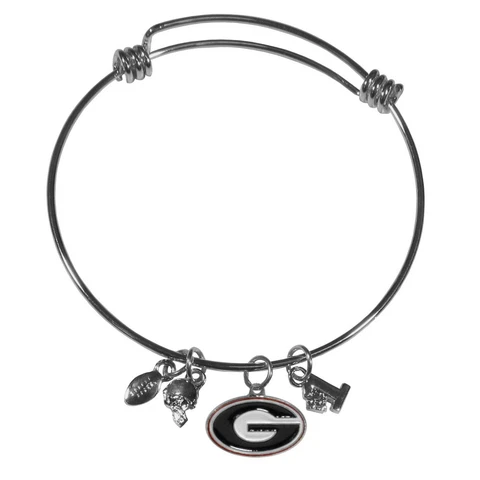 Georgia Bulldogs Wire Bangle Bracelet with Charms NCAA Licensed Jewelry Cover