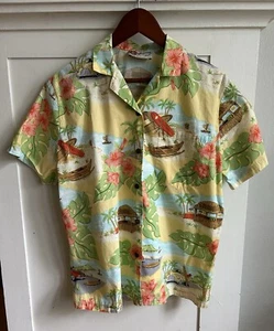 Vintage Hilo Hattie Hawaiihemd gelb Strand Surf Baumwolle tropisch Herren Small " - Bild 1 von 7