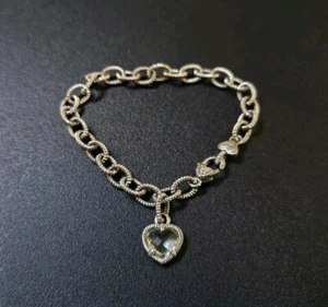 Judith Ripka Sterling Silver Heart Charm Bracelet - Picture 1 of 10