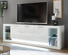 TV Lowboard Fernseher Unterschrank weiß Hochglanz 200 cm Komforthöhe Board Ladis