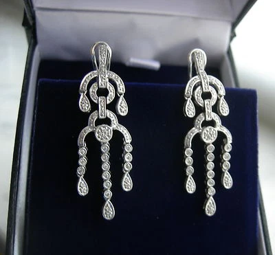  PENDIENTES ARAÑA DIAMANTES ORO BLANCO 14K 108 DIAMANTES RD 0,60 TCW  Foto 1 de 4