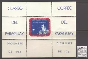 Hoja Space AB57 Paraguay 1961 MNH Alan B Shepard CV 30 euros - Imagen 1 de 1