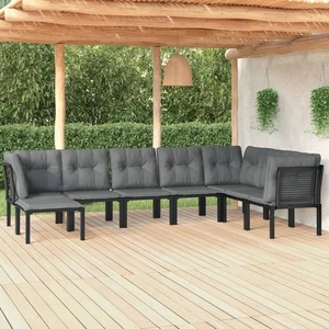 Set Salotto da Giardino 8 pz Nero e Grigio in Polyrattan 2461601 - Foto 1 di 5