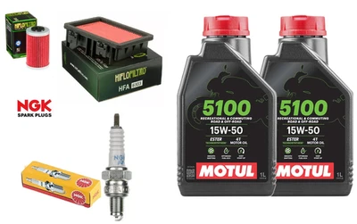BARDAHL / HIFLOFILTRO / NGK TAGLIANDO KTM DUKE 125 2017/2021 KIT MOTUL 5100 15W50 FILTRO OLIO ARIA E CANDELA