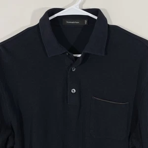 Polo Ermenegildo Zegna Lujo Azul Marino Cuero Acento 50/Manga Larga Mediana - Imagen 1 de 8