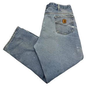 Carhartt Jeans B172 Flanell gefüttert blau Herren 40W 32L Straight Fit 100% Denim - Bild 1 von 19