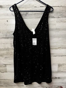 H&M Black Sequin Tank Dress Size Medium Sparkly Mini Flowy Women's NWT - Picture 1 of 7