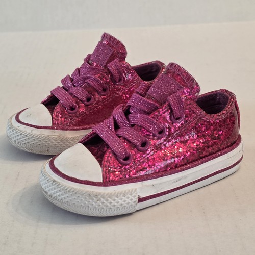 Sneakers Converse bambino bambina 4 rosa glitter Chuck Taylors scarpe basse