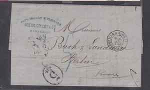 FRANCIA (23cov44) 1868 entero - Marsella a Berlín 5 sgr en ovalado y 4 tránsitos - Imagen 1 de 1