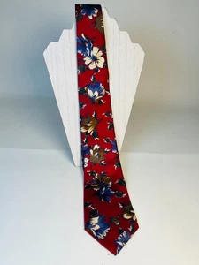 Geoffrey Beene 100% Silk Fabric from Italy Men's Fashion Tie 56" Long Red Floral - Picture 1 of 11