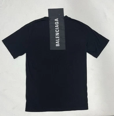 BALENCIAGA Black Logo Back T-Shirt Medium Fit Men's Cotton Tee Made In Portugal - Image 1 of 3