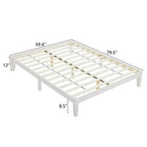 Twin Full Queen King Solid Wood Platform Bed Frame Strong Wood Slat Support - Picture 1 of 32