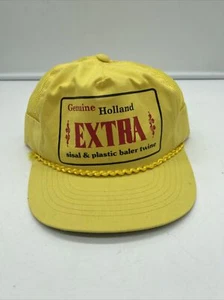 Vintage Yellow SnapBack Hat Genuine Holland Extra Sisal & Plastic Baler Twine  - Picture 1 of 9