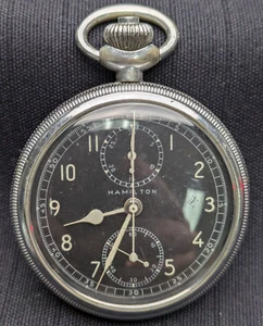 Seltene 1946 Hamilton Model 23 Military Chronograph Taschenuhr geringe Produktion - Bild 1 von 14