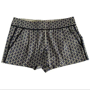 J. Crew Shorts Womens 2 Blue White Tile Print Geometric Pattern Chino Preppy - Picture 1 of 6