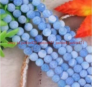 Matte 8mm Blue Dream Fire Dragon Veins Agate Gems Round Loose Beads 15'' Strand - Picture 1 of 12