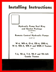 IH Remote Control Hydraulic Pumps Rebuild Manual for 6, 9 Tractors and Crawlers - Picture 1 of 9