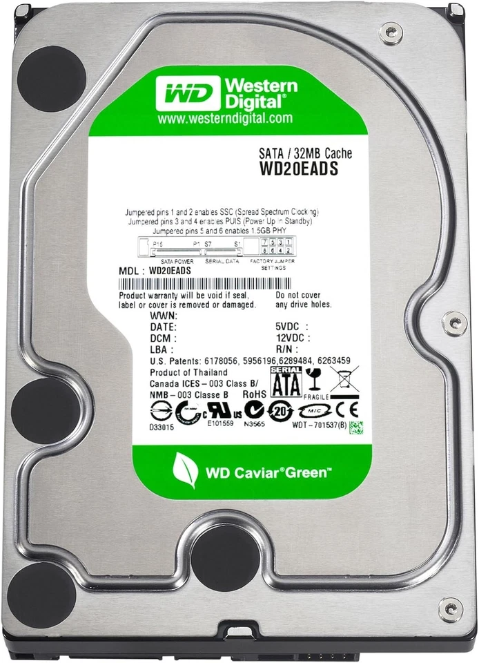 Used Western Digital Caviar Green 2TB SATA II 32MB Cache OEM Internal Hard Drive - Image 1 of 1
