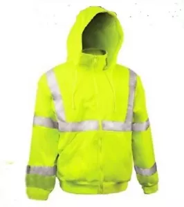 VEA Mens Size 4XL High Visibility LIME Fluorescent Reflective Warm Work Jacket - Picture 1 of 3