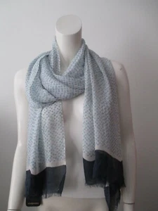 Nuevo con etiquetas Mantón bufanda delgada con flecos suaves punto azul beige Ahujasons para mujer  - Imagen 1 de 7