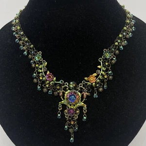 Necklace Lovely Michal Negrin Crystals fabric Old collection Made in Israel - Picture 1 of 13